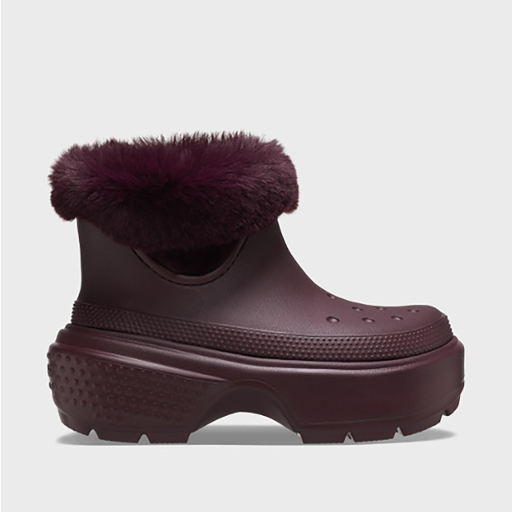 Crocs Stomp Lined Boots in Dark Cherry